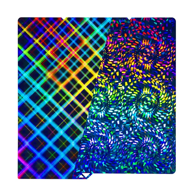 IdeaFormer-3D Smooth PEW PES Build Plate 264x276mm, Rainbow Gear+Plaid Kobra S1 Spring Steel Plate PEW PES Print Bed for Anycubic Kobra S1/Kobra S1 Combo 3D Printer Platform - Image 1